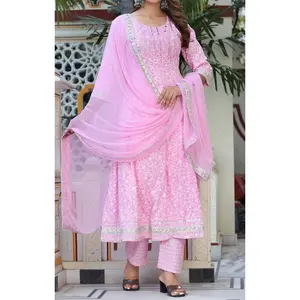 Lilac Embroidery Work Rayon Suit