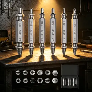 New Arrival Damaged Screw Extractor Set, Stripped Screw Bolt Remover, HSS Drill Bit Tools For Broken Rusty Hardware, 6Pcs Practical Repair Tool Gift For Men (Silver)