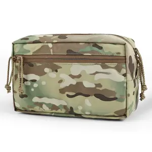 Tactical Admin Pouch Molle, 500D Nylon Water-Resistant EDC Gear Organizer, Horizontal Utility Tool Bag for Chest Rig & Vest, Large Capacity Medical EMT Sub-Pack with Mag Holder