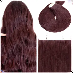 20 Inch Tape in Hair Extensions Human Hair Silky Straight Double Sided ,Weft Tape in Human Hair Extensions Color#99J Burgundy 50g 20pcs