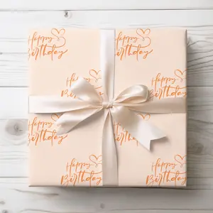 Chic Orange Happy Birthday Wrapping Paper