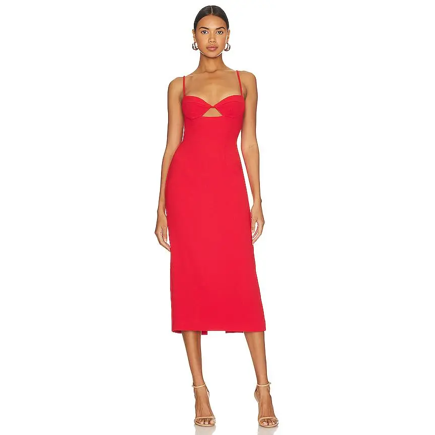 Bardot Vienna Midi Dress in Flame Orange