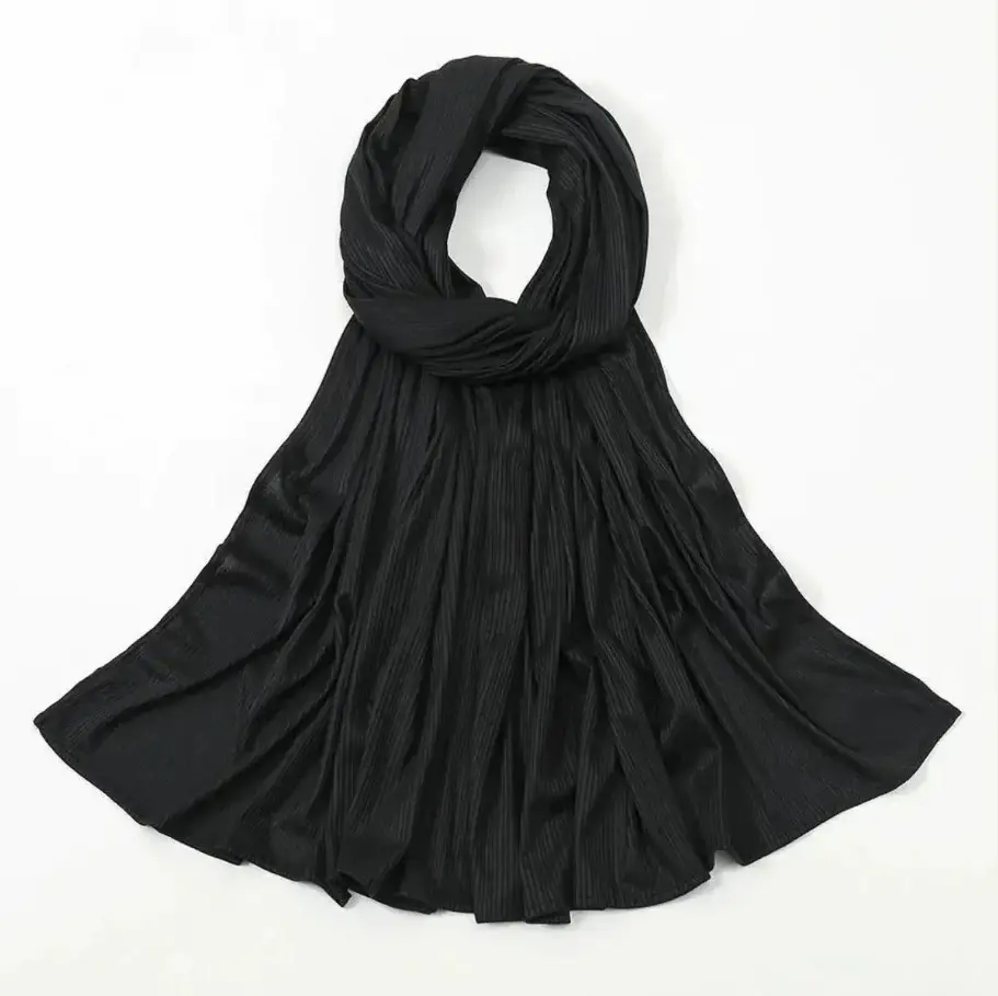 Crinkled Jersey Head Scarf for Women, Soft Solid Color Modesty Hijab Wrap for Casual Wear, Lightweight Breathable Free Size Fabric, Fashion Scarf, For Muslim, Muslim Headscarf Cover, Scarf Style