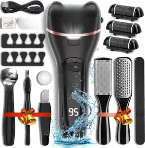 Electric Callus Remover for Feet with 3 Roller Heads 2 Speed Rechargeable Waterproof Professional Pedicure Kit 17 in 1 Foot File Tools Perfect for Dead Hard Cracked Dry Skin