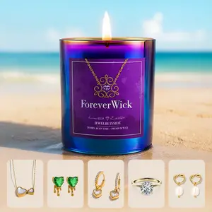 ForeverWick The Hidden Treasure Jewelry Candle - 18K Gold-Plated Necklace Inside - 70-Hour Burn Time - Premium Soy Wax Blend - Hand-Poured in USA