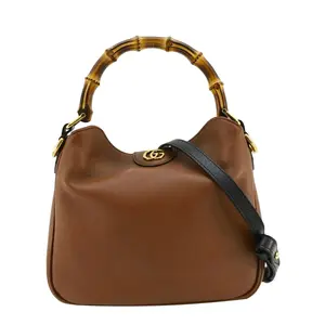 Pre-owned GUCCI Leather with Bamboo Top Handle Tote Bags Diana Small Leather Top Handle Tote Bag Chocolate Brown 746251