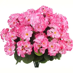 8 Pcs Artificial Geraniums Flowers Pink Silk Geraniums for Outdoors UV Resistant Artificial Geranium Bush Faux Flowers Plant for Planter Garden Home Decor Indoor Patio Vase Table Centerpiece Artificial Flower Decoration