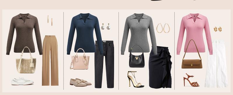 Arach&Cloz Women’s Wool Blend Polo Shirts Fall Sweaters Business Casual Outfits 2025,TikTokShopBlackFriday