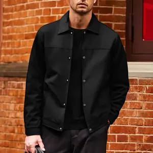 Men's Casual Jacket Solid Color Lightweight Lapel Coat for Spring and Autumn with Snap Closure Single-Breasted Placket Single-Button Cuffs Suitable for Daily Wear Office Work Travel and Formal Occasions