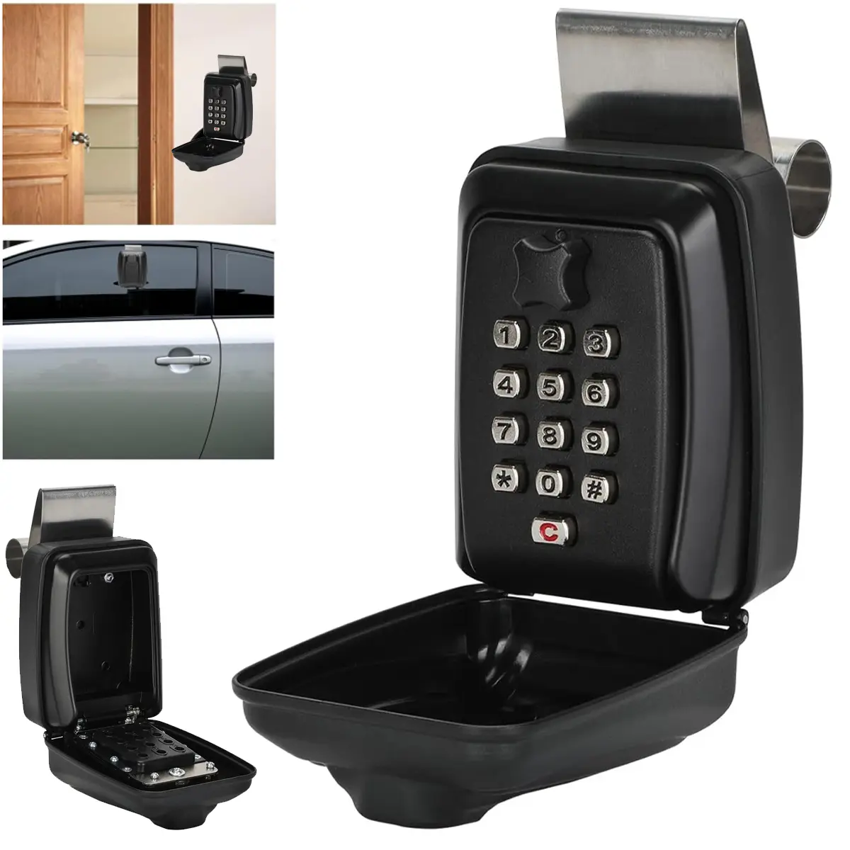 2026 Upgrade  Car Window Lock Box, car Key Lock Box, Car Lock Box, Car Window Punch Button Lock Box, Vehicle Window Lock Box, Lock Boxes for car Black