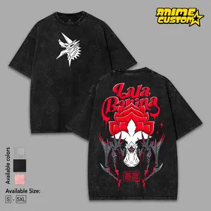 Lala Barina Monster Hunter Double Printed Oversized Unisex Acid Washed Lightweight Cotton T-Shirt, Monster Hunter Video Games, Game Fan, Streetwear