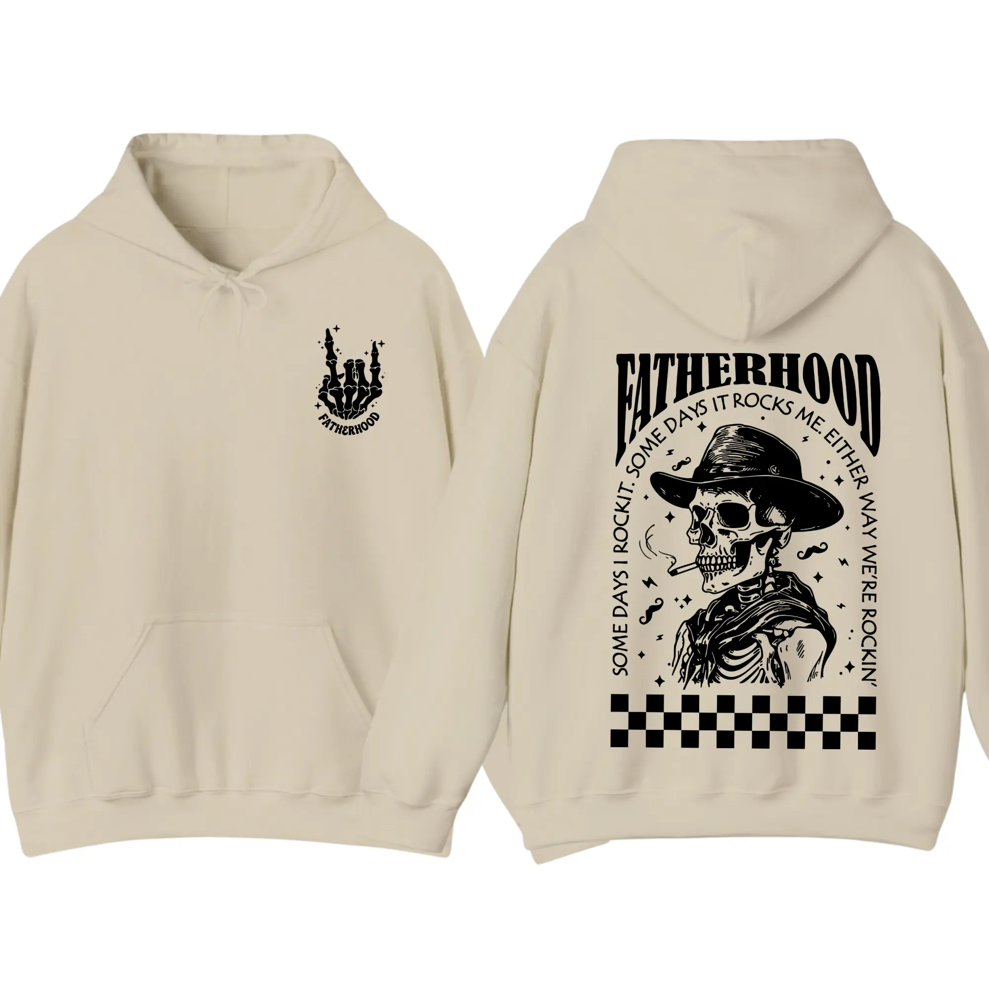 Fatherhood Sometimes I Rock It Sometimes It Rocks Me Hoodie, Funny Dad Graphic Pullover, Rocker Dad Hoodie, Fatherhood Gift for Him, Trendy Graphic Apparel for Men