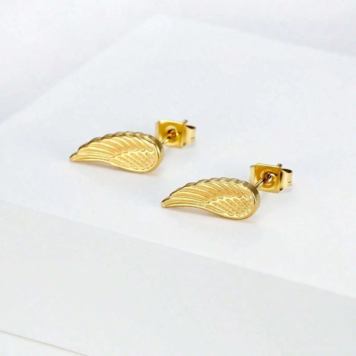Elegant Angel Wing Stud Earrings, Dainty Stainless Steel Jewelry, Non-Tarnish for Daily Wear & Special Dates, Non Tarnish Jewelry
