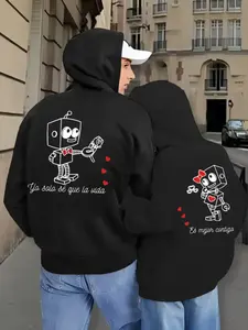 Robot Love Hoodie - Sweatshirt - TShirt 2025 - 2026 – Spanish Quote Couple Outfit, Perfect for Holiday Gift