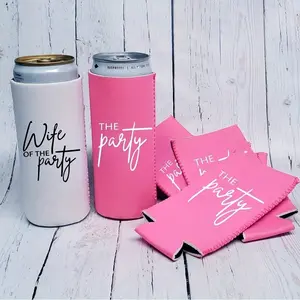 1 piece wife of the party and 6 pieces the party can cooler set Drink Holders Bachelorette hen party Bach weekend girls trip beach Pool wedding bridal shower decoration bride to be future Mrs party bridesmaid proposal gift
