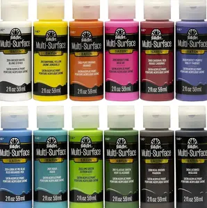 Multi Satin Finish Acrylic Craft Paint Set Designed for Beginners and Artists, Non-Toxic Formula That Works on All Surfaces, 2 oz, 2 Fl Oz (Pack of 12), Colors may vary, 24