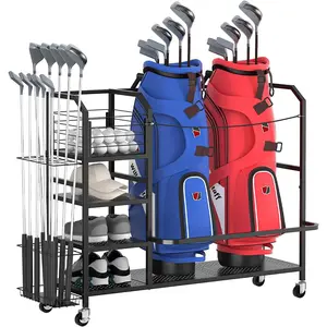 Golf Bag Storage, Big Capacity Golf Bag Organizer for Golf Bag and Equipment Accessories, Golf Organizer for Garage,  or Club,Extra Storage Rack for Golf Clubs,Black