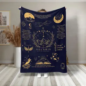 Velaris City Of Stars & Moonlit Forests" Cozy Blue Flannel Blanket - Soft, Warm, All-Season Camping & Reading Throw With Celestial Artwork, Perfect For Home Decor Or Gifts, Camping Blanket |   Celestial Theme |   Plush Texture, Camping