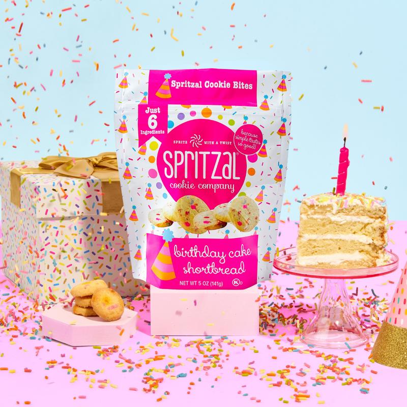 Spritzal Cookie Bites Bundle – 3 Flavors: Birthday Cake, Lemon & Almond | Clean Label Snacks | Biscuits