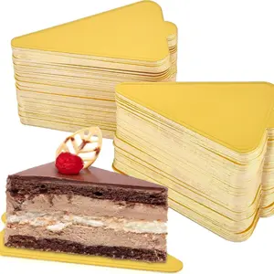Mini Triangle Golden Cake Boards 100pcs Mousse Cupcake Base Paper Plates Triangle Dessert Board Base for Cake DIY, Baking Dessert Party Wedding Birthday (Triangle, 100pcs)