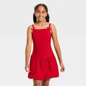 Girls' Drop Waist Bubble Hem Dress - art class