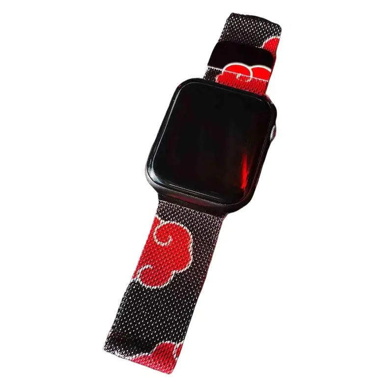 Naruto Watchband Anime Watch strap Red Clouds Milanese Watch Band for Smartwatches,Inspired Naruto Stylish and Durable