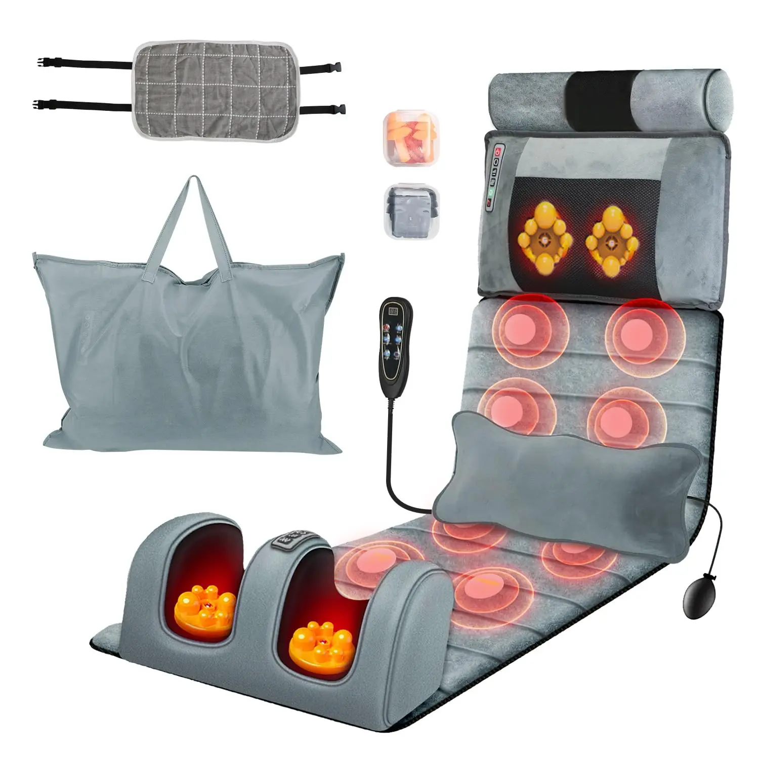 vibrating massage pad Comfier Full Body Massage Pad, Heated Back Massager with 10 Vibration  Motors, 59