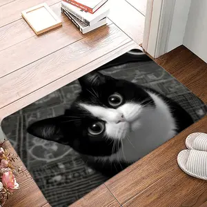 1 Piece of Vintage Style Cute Cow Cat Print Decorative Welcome Doormat Soft Kitchen Floor Mat Living Room Decorative Animal Print Rug Suitable for Indoor and Outdoor Home Decor