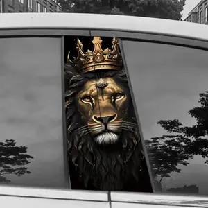 3D Bold Lion Graphic Car Decal Sticker - Waterproof UV Anti-Fade Self-Adhesive Premium Vinyl, Universal Interior Exterior Decor for Car Window Door Center Console Body Bumper Auto Accessories