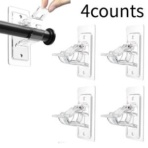 self-adhesive window adjustable curtain rod holders, 4 counts no drill durable non-slip window curtain stand holder, window curtain blinds bracket for home office outdoor, home essentials, home decor