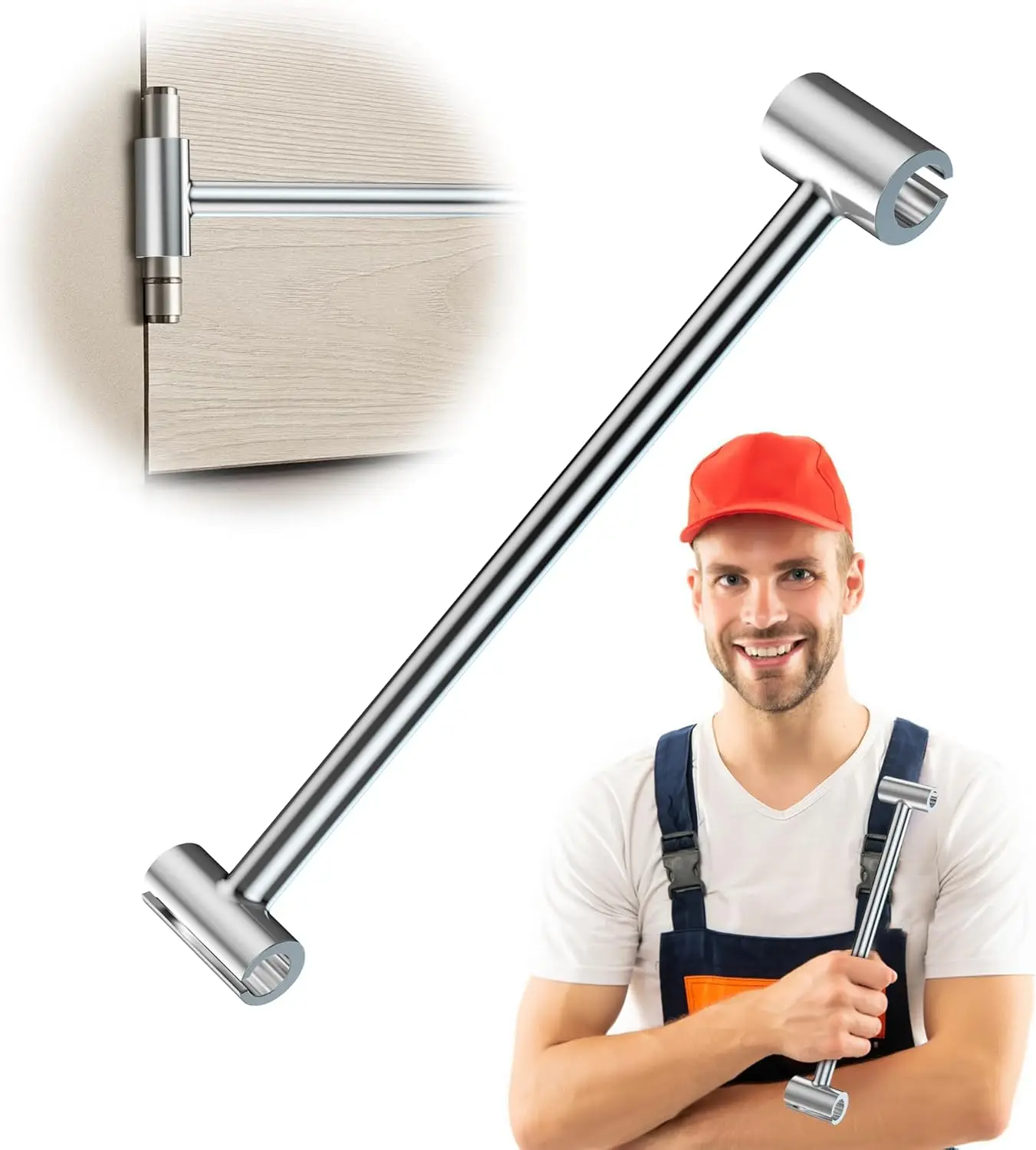 Door Hinge Adjustment Tool, 14-19mm Hinges Gap Adjusting Wrench, Upgraded Door Henge Repair Tool, Door Gap Tool for Flag Hinge Steel Double-Ended Door