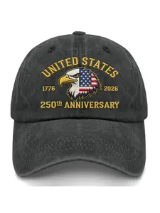 American 250th Anniversary Eagle Flag Embroidered Baseball Hat, Vintage Distressed Brim, Patriotic Usa Flag Truck Driver Cap, July 4th Celebration Headwear, Premium Headwear