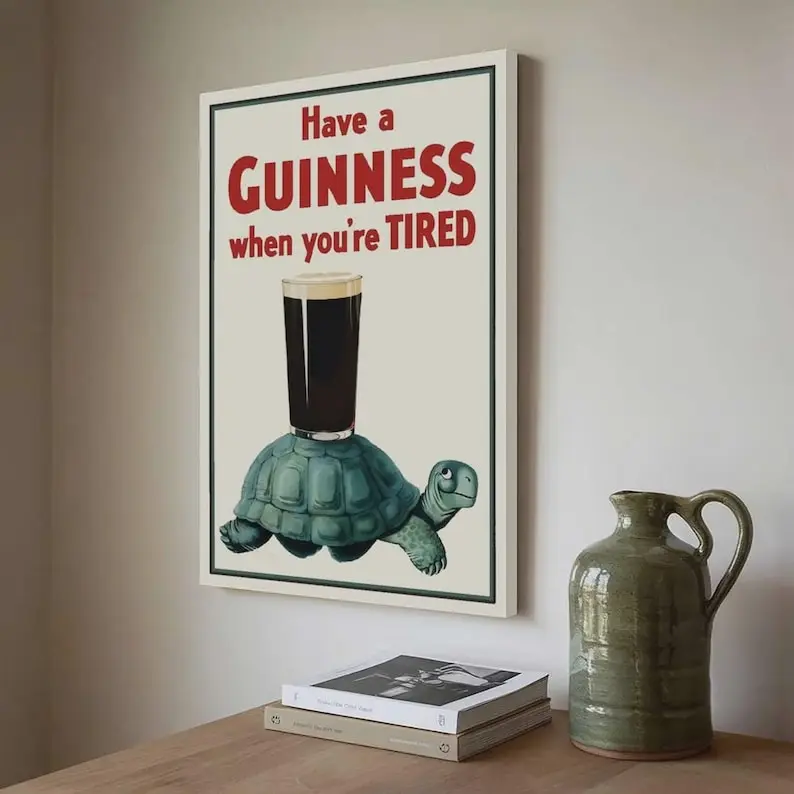 My Goodness My Guinness Wall Art Vintage Guinness Advertisement Print Retro Beer Wall Art Classic Pub Decor Funny Advertising Artwork