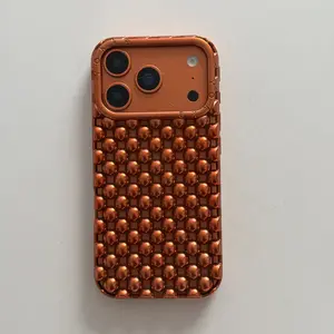 Aesthetic Metallic Solid Color Hollow Bubble Beads TPU Smartphone Case, Shockproof Protective Cover & Tech Accessory for iPhone 14,15,17,17 Pro Max - Reliable Phone Accessories for Compatible Devices