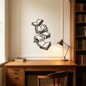 Stacked Book Silhouette Iron Wall Decor, Minimalist Metal Craft, Ideal for Book Lovers, Perfect Gift for Holidays and Birthdays
