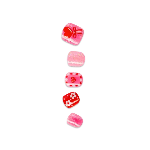Impress Kids No Glue Fake Press On Nails - Candy Heart | Design, Red & Pink, Kids, Squoval, Manicure