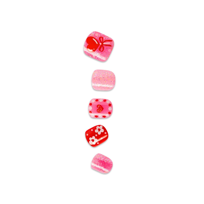 Impress Kids No Glue Fake Press On Nails - Candy Heart | Design, Red & Pink, Kids, Squoval, Manicure