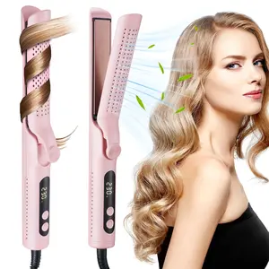 360° Airflow Hair Curler, Straightener and Curler Combo, 14 Adjustable Temperature Settings, Long-Lasting Hold, Dual Voltage, Professional Styling Tool