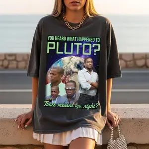 Psych TV Show Vintage Unisex Heavy Cotton 90s Graphic Tee Shirt Hoodie Women's Top You Heard What Happened to Pluto? That Messed Up Right?