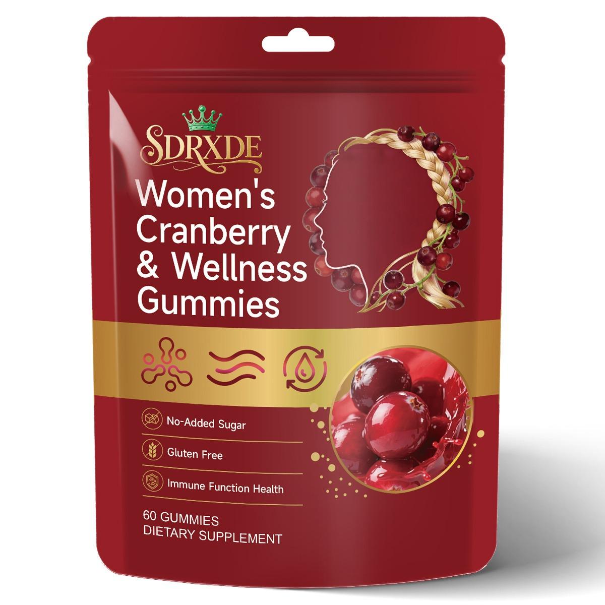 SDRXDE Sugar-Free Cranberry Probiotic & Collagen Gummies for Women, Individually Wrapped Daily Wellness Support c e vitamins Organic Liposomal Lymphatic Triple Herbal Health Drops alpha 10-in-1 shilajit gummies healthy age zeaxanthin vitamin d3 k2 mk7 pm