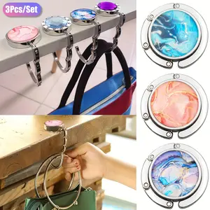 3Pcs/set Foldable Purse Hook Folding Handbag Hanger Women's Bag Table Hanger Collection Desk Hooks for Purse Carry Purse Hook