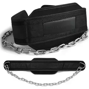 Dip Belt for Weightlifting - GYM Workout Pull Ups Belt with Chain, Neoprene Waist Dip Belt Crossfit for Weight Lifting, Squat, Training, Fitness, Weight Belt of Men & Women (Belt & Chain)