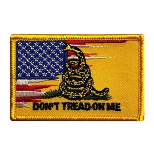 USA Flag Don't Tread on me Gadsden Hook Fastener Patch (3.0 X 2.0 MTB42)