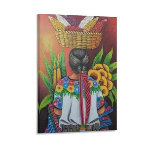 Indigenous Women Poster Oil Painting Guatemalan Art Mayan Painting Indigenous Art Latin American 2 Decor Print