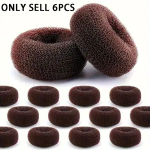 6pcs Hair Donut Bun Maker - Elastic Hair Bobby Pins for Quick Voluminous Buns, Secure Hold Hair Rings for Women & Men, Versatile Styling for Casual & Formal Events, Salon Styling Tool, Textured Surface, Soft Texture, Hair Accessories