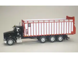 Peterbilt 385 in Black w/ Meyer 8126RT Boss Forage Box Diecast 1:64 Scale Model - SpecCast MEY003