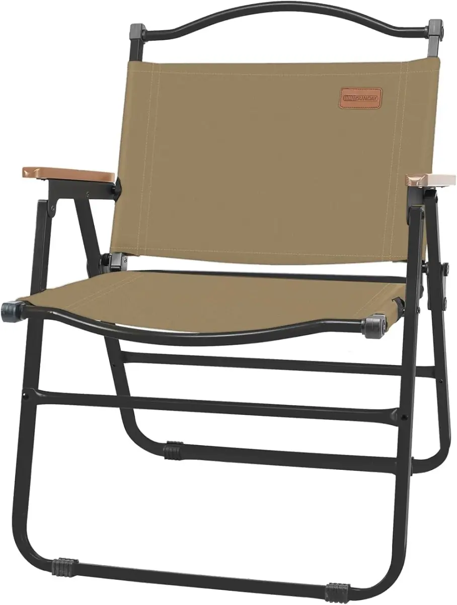 Whitsunday Cc-L-Bn Large Size Foldable Portable Outdoor Camping Chair with Armrests & Foldable Frame, Brown - 1P