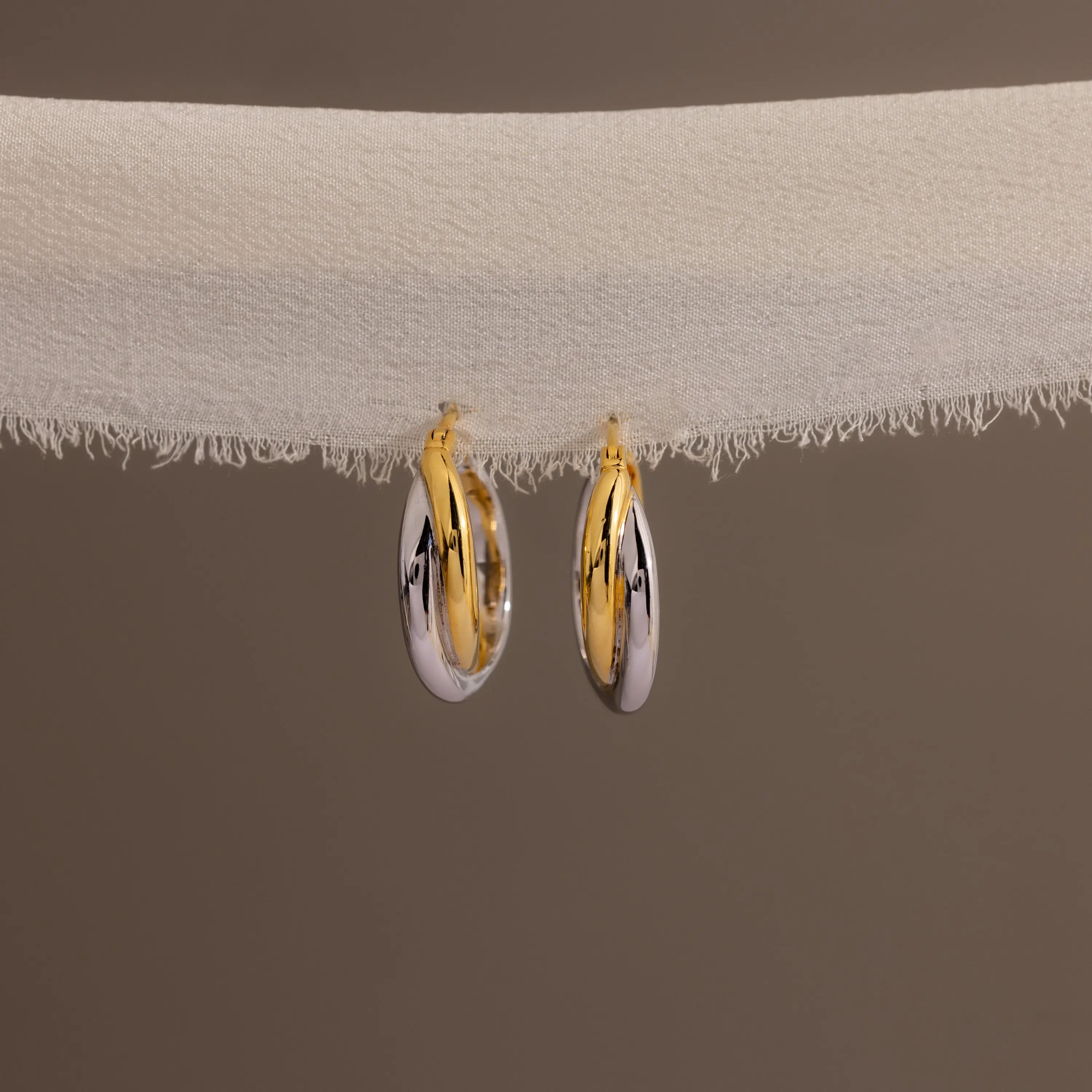 Twisted Mixed Metal Hoops by Caitlyn Minimalist - Chunky Two Tone Crossover Hoop Earrings - Statement Jewelry - Birthday Gift