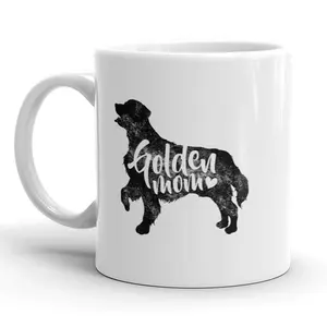 Golden Mom Mug Cute Golden Retriever Dog Coffee Cup - 11oz Funny Coffee Mugs Ceramic Printed Drinkware Cup