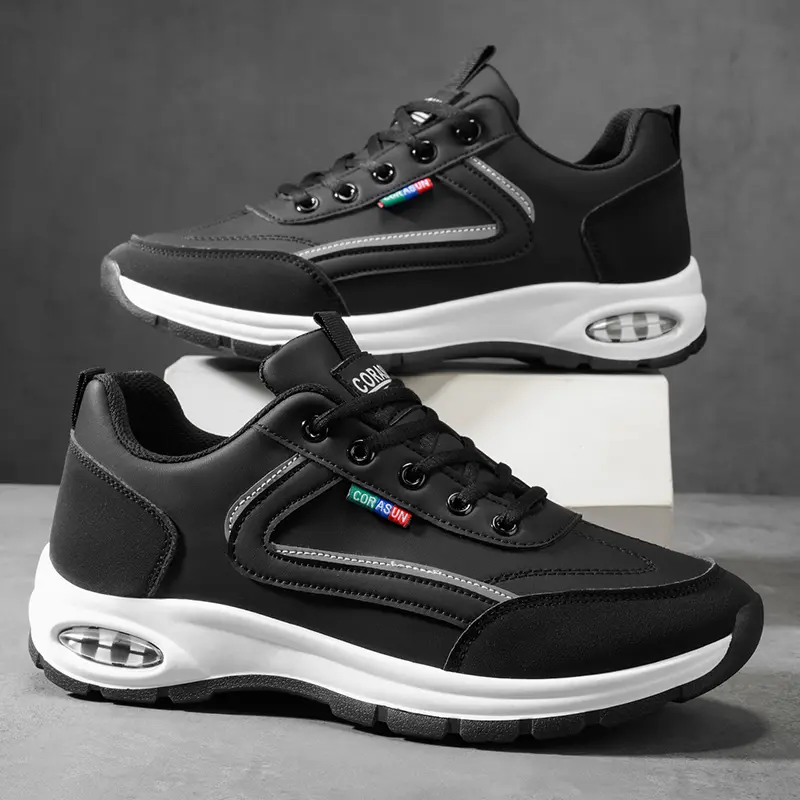 Men's Casual Trainers Fashion Classic Lace Up Design Sneakers Lightweight Breathable Outdoor Sports Running Shoes Thick Sole All Season New Style Skateboarding Footwear